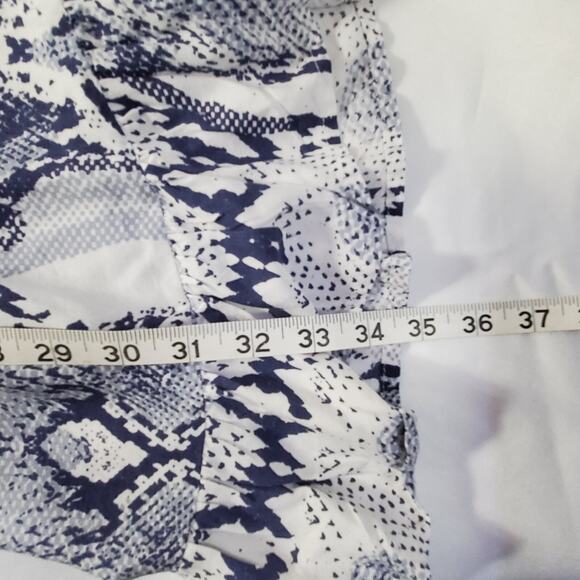Blue Island Dress Small Snakeskin Print Long Sleeve Ruffle Hem Boho Chic - Picture 5 of 13